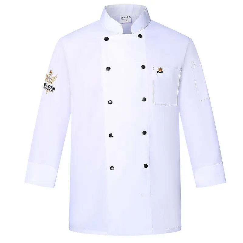 White Chef Jacket short Sleeve Head Chef Uniform Restaurant Hotel Kitchen Cooking Clothes Catering Foodservice Chef Shirt Apron