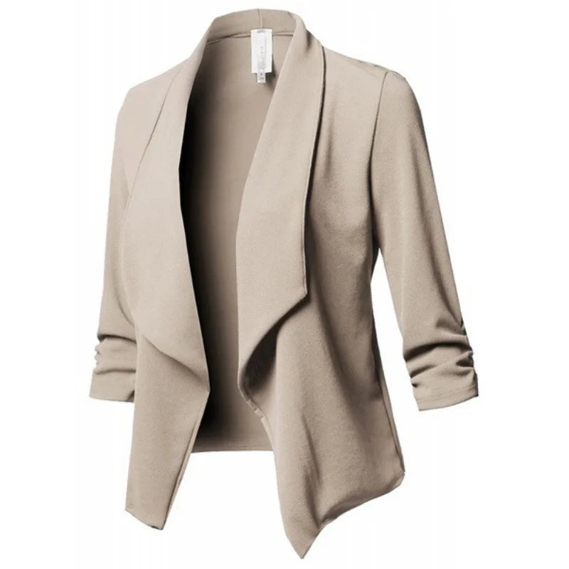 Women’s Waterfall Open‑Front Blazer – Asymmetrical Long Jacket