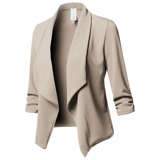 Women’s Waterfall Open‑Front Blazer – Asymmetrical Long Jacket