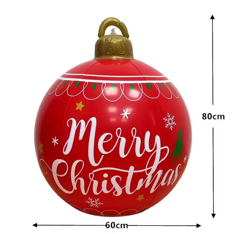 32 Inch Giant PVC Inflatable Christmas Ball Ornaments Outdoor Large Xmas Blow Ball Decorations for Christmas Party Ornaments