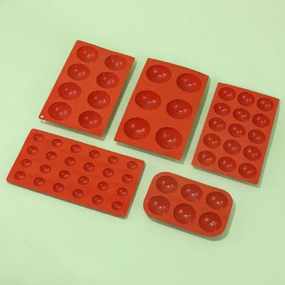 6/8/15/24 Holes Half Ball Sphere Round Silicone Mold 3D Brownie Pudding Mousse Chocolate Dessert DIY Baking Cake Decoration Tool