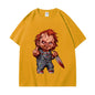 Horror Chuck Pattern T-shirt Women's Gothic Fashion Short sleeved T-shirt Summer High Quality T-shirt Street Clothing