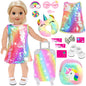 24‑Piece 18" Girl Doll Travel Playset – Clothes, Suitcase, Pillow, Handbag & Accessories (No Doll)
