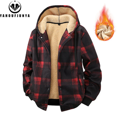 Men’s Spring/Autumn Fleece Windbreaker – Outdoor Hooded Casual Jacket