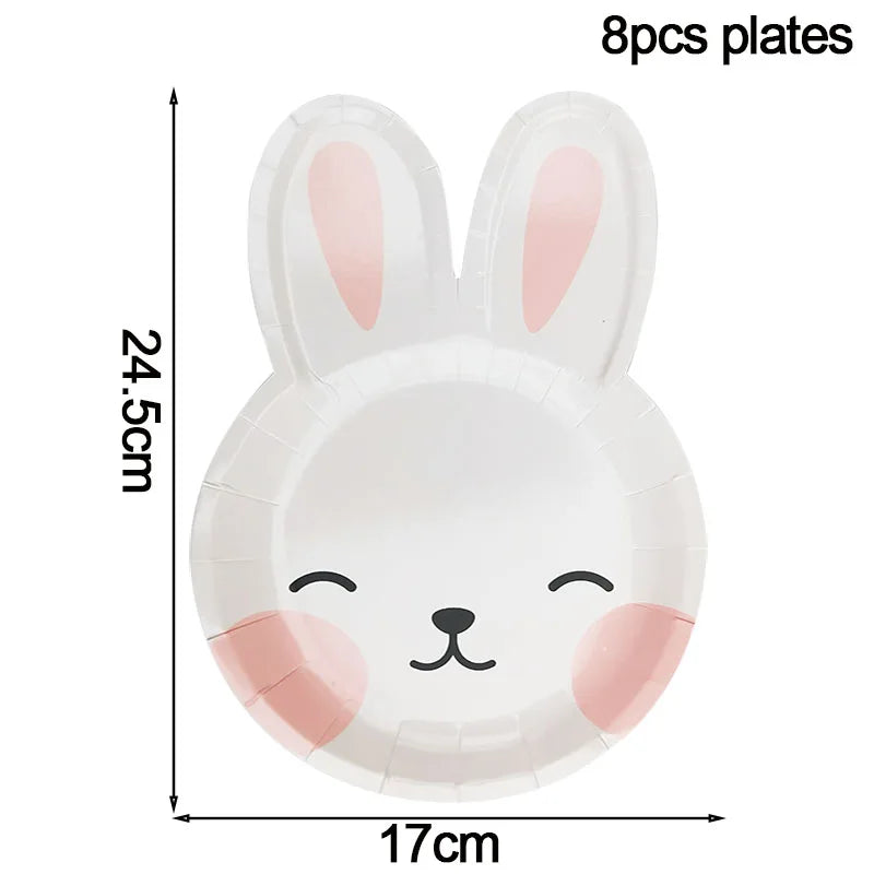 Happy Easter Party Supplies – Bunny, Carrot & Egg Paper Plates for Kids’ 1st, 2nd & 3rd Birthday Decorations