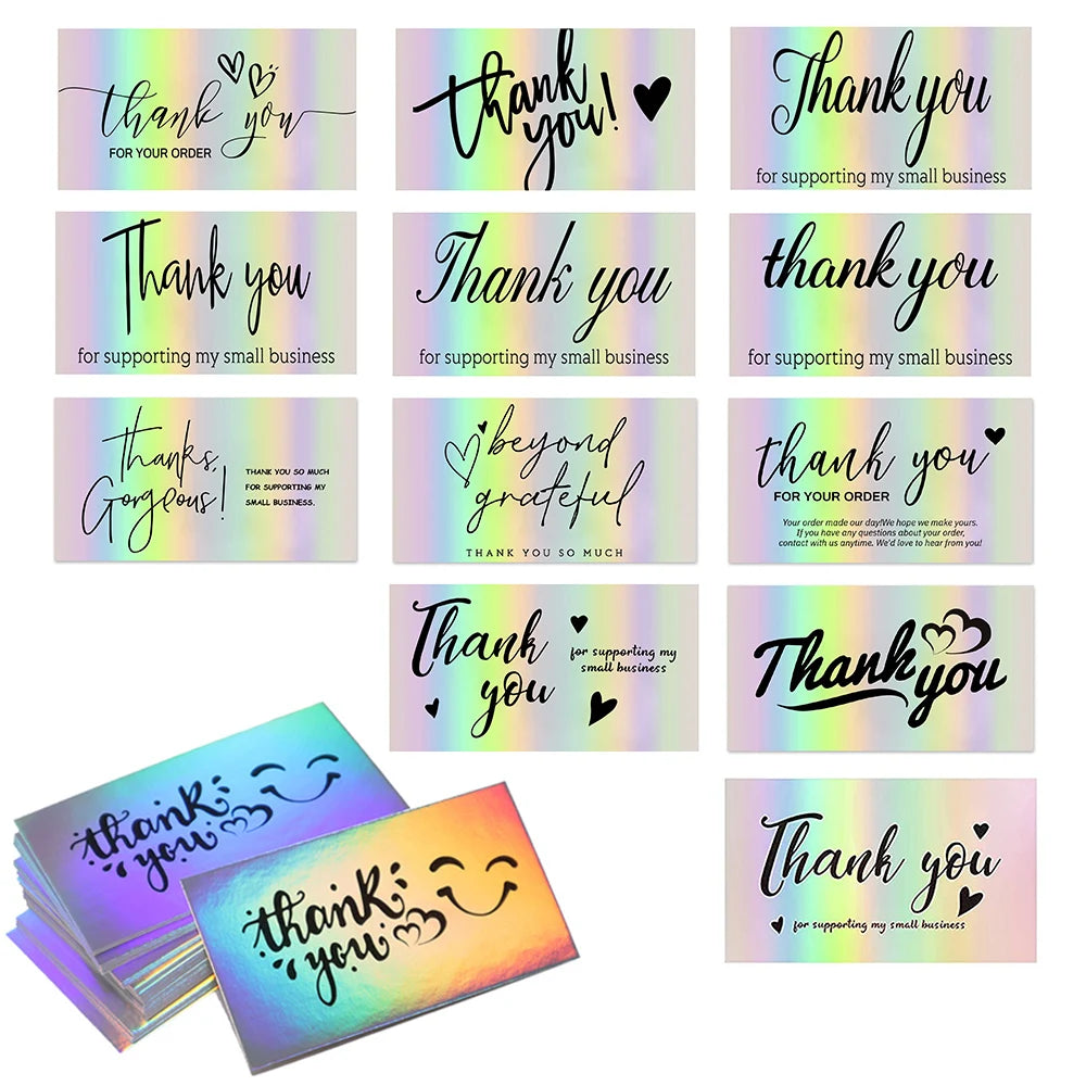 30pcs Thank You Card For Supporting Business Package Decoration "Gorgeous Thanks" Business Card Laser card Handmade With Love