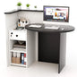 Reception Desk, Small Retail Checkout Counter with Lockable Drawer and Open Shelves, Wooden Computer Workstation, Customized