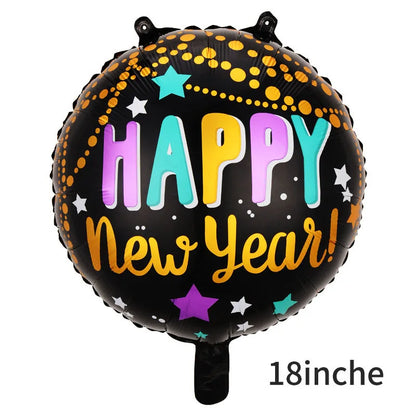 2026 New Year Foil Ballons Happy New Year Letter Banner Garland Party Decorations New Year Wine Bottle Star Round Photo Props