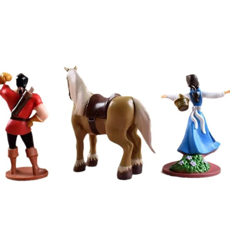 6pcs/set Disney Cartoon Beauty And The Beast Action Figure Anime Handmade Model Decoration Collection Belle Princess Toys Gift