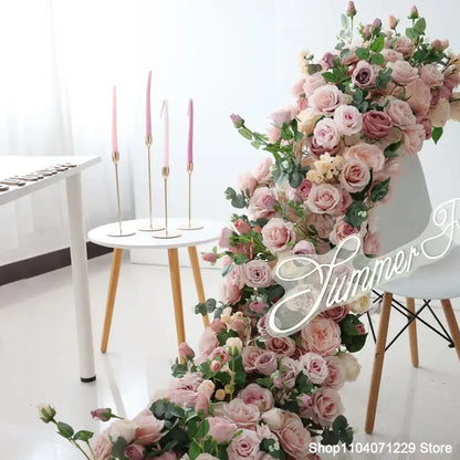 1m 2m Luxury Flower Row Runner Artificial Flowers for Table Centerpiece Wedding Decoration Mix Flowers Backdrop Wall Arches Deco