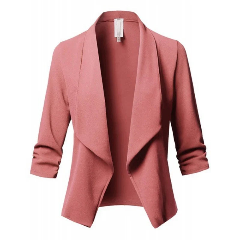 Women’s Open‑Front Slim Blazer – Long Sleeve Office Cardigan