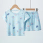 2 Pcs Children's Fun Printing Multicolor  Short Sleeve Shirt & Shorts Set