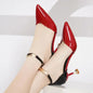 2025 Zapatos De Mujer Women Fashion Sweet Pointed Toe Buckles Strap Stiletto Heels Lady Cool Red Party Heel Shoes White Heels