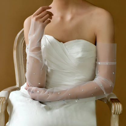 Women's Removable Bridal Accessories: Soft Tulle Bolero, Arm Sleeves, and Gloves for Wedding Dresses