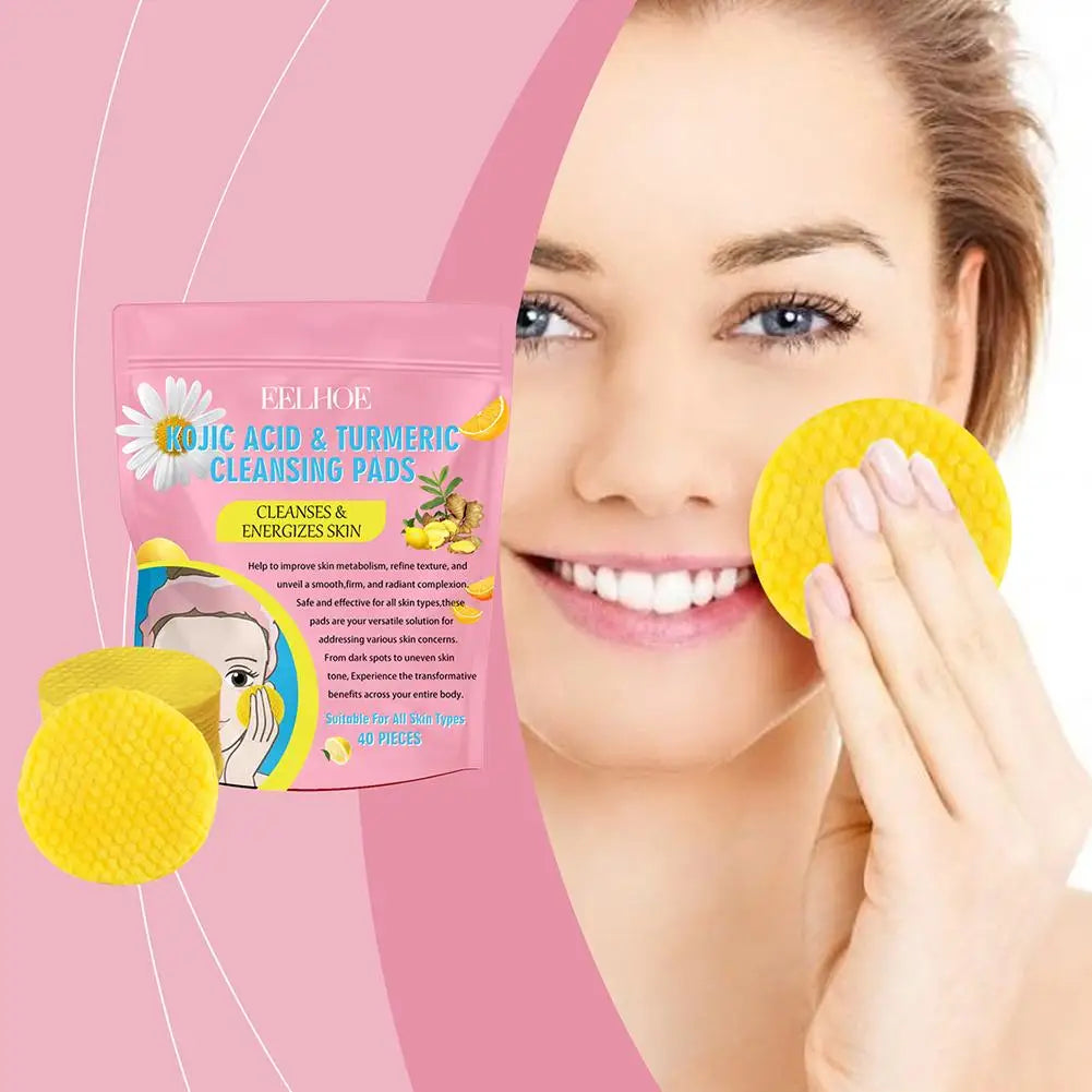 40/50pcs Turmeric Kojic Acid Cleansing Exfoliating Pads for Daily Cleansing Skin Care