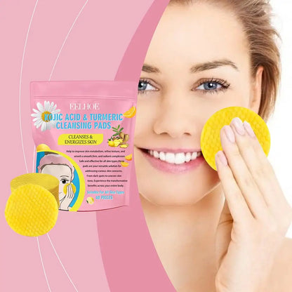 40/50pcs Turmeric Kojic Acid Cleansing Exfoliating Pads for Daily Cleansing Skin Care
