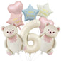 Cute Teddy Bear Party Birthday Number Balloons Large Retro Brown Bear Foil Balloon Set 8 pcs Baby Shower Birthday Party Decor