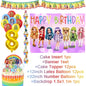 Cartoon Rainbow Doll High School Theme Background Birthday Party Decoration Supplies Disposable Cup Cutlery Balloon Baby Gift