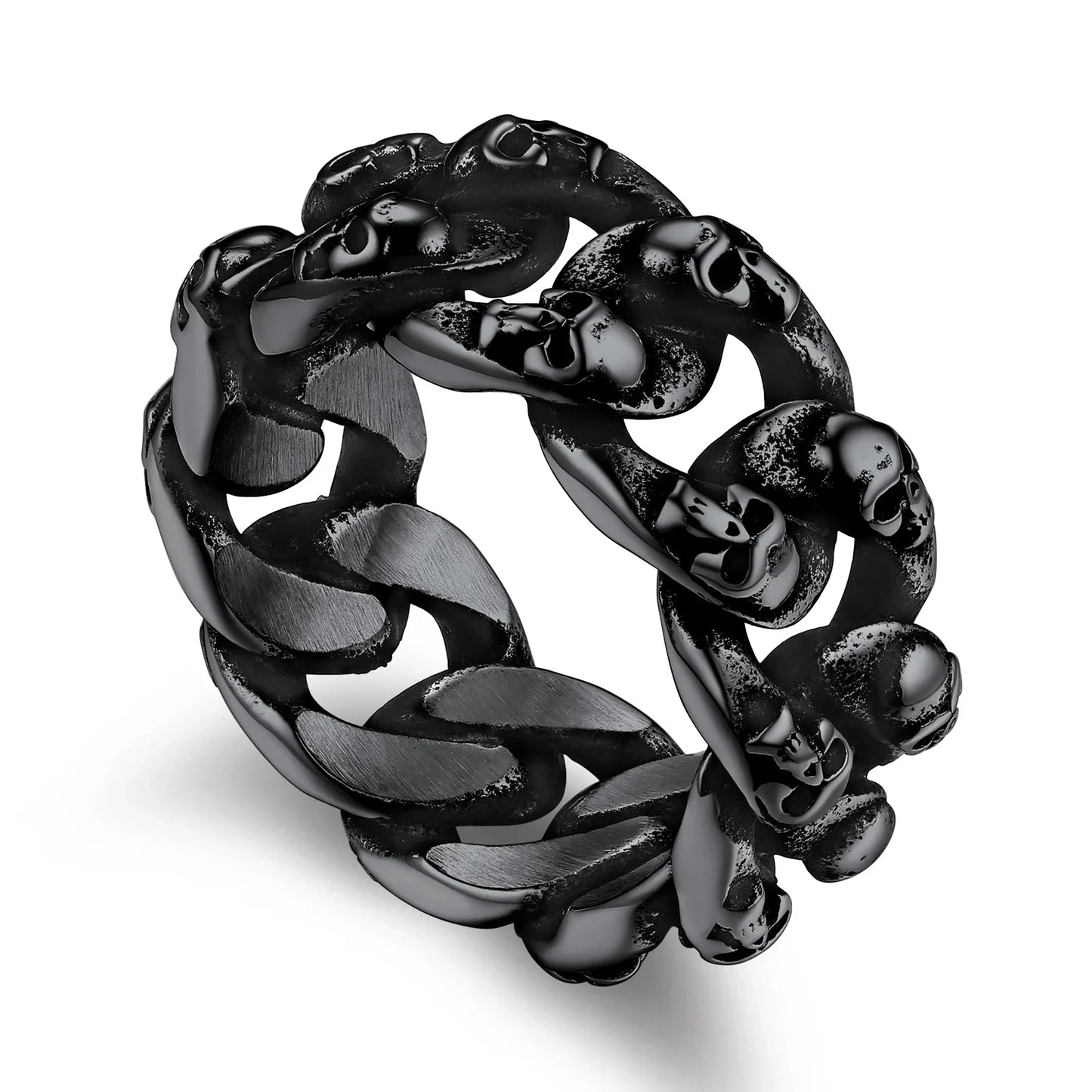 U7 Stainless Steel Big Skull Rings for Man Woman Size 7-14 Cross 3D Skeleton Cuban Chain Celtic Knot Pattern Gothic Punk Jewelry