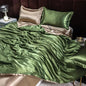 Luxury Ice Silk Bedding Set Satin Silky Duvet Cover Set With Pillowcase High-end Home Textiles Solid Color Bed Cover Sets