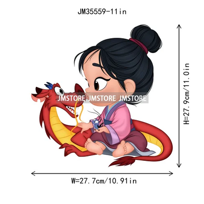 Love Cute Cartoon Little Baby Princess Girls Character Iron on DTF Transfers Washable Stickers Ready to Press for Clothes Bags