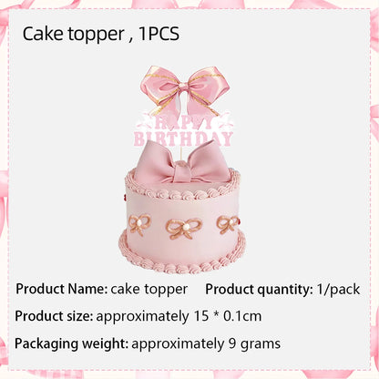 Pink Bow Birthday Theme Party Set Disposable