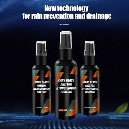 Car Glass Anti-Rain Water Spray Repellent Nano Coating Hydrophobic Waterproof Agent Oil Film Removing Auto Glass Film Agent.