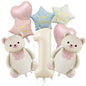 Cute Teddy Bear Party Birthday Number Balloons Large Retro Brown Bear Foil Balloon Set 8 pcs Baby Shower Birthday Party Decor