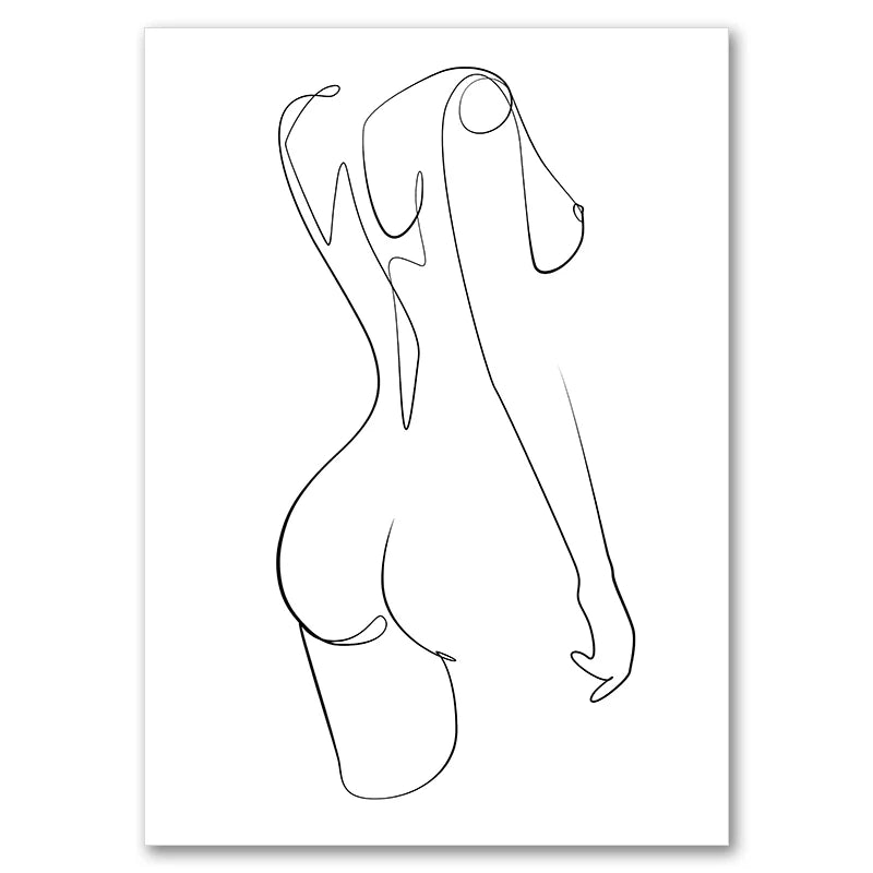 Sexy Female Body Art Print Naked Nude Canvas Poster Line Drawing Prints Abstract Woman Wall Art Painting Pictures Bedroom Decor