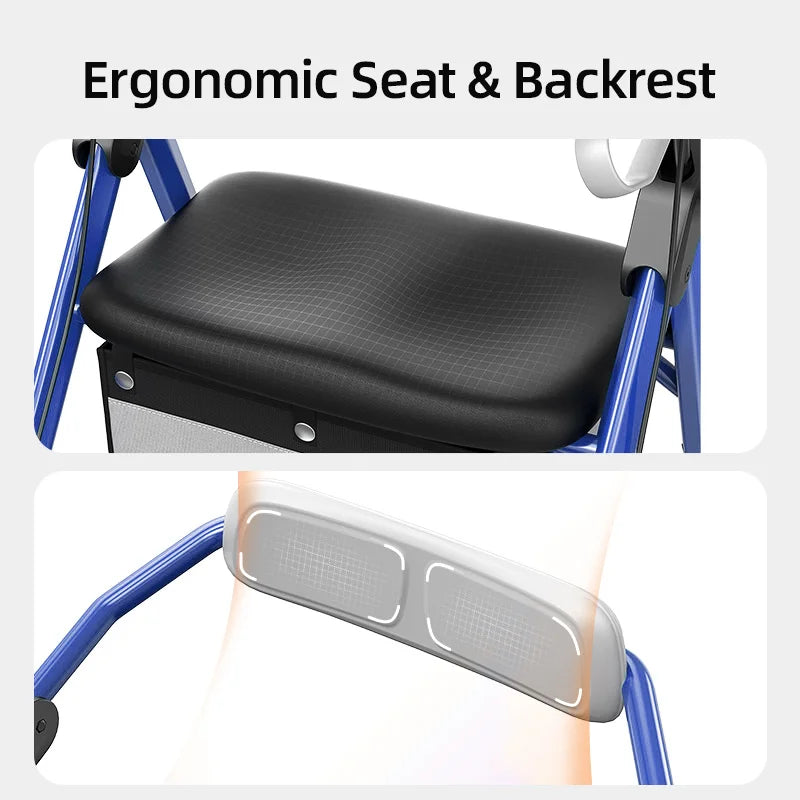 Christmas Gifts, Walkers For Seniors, Maidesite Rollator Walker With Seat, Max 380 Lbs, Avant Walkers With Ergo Seat & Backrest,