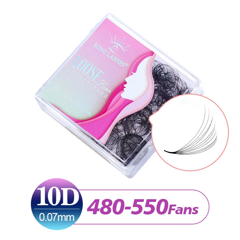 Song lashes Promade Fans 3D-10D07Pointy base loose fans Sharp thin root Korea PBT material 500 Fans Eyelash Extensions Choice
