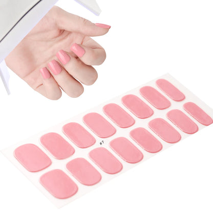 16‑Piece Semi‑Cured Gel Nail Wrap Set – French Pure Color UV Gel Polish Strips, Long‑Wear Nail Extension Decals