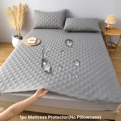 Waterproof Mattress Protector Cover with Elastic Band Soft Breathable Mattress Pad for Bed Grey/White/Green/Blue