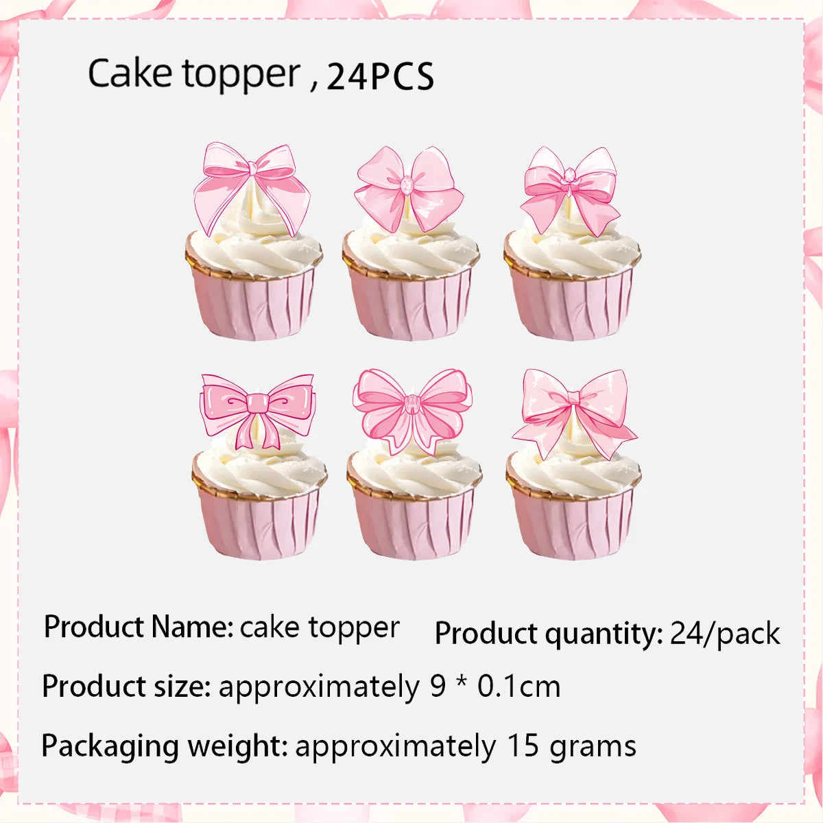 Pink Bow Birthday Theme Party Set Disposable