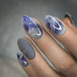 24Pcs False Full Cover Press on Nail Tips Purple Heart Almond  with Glue