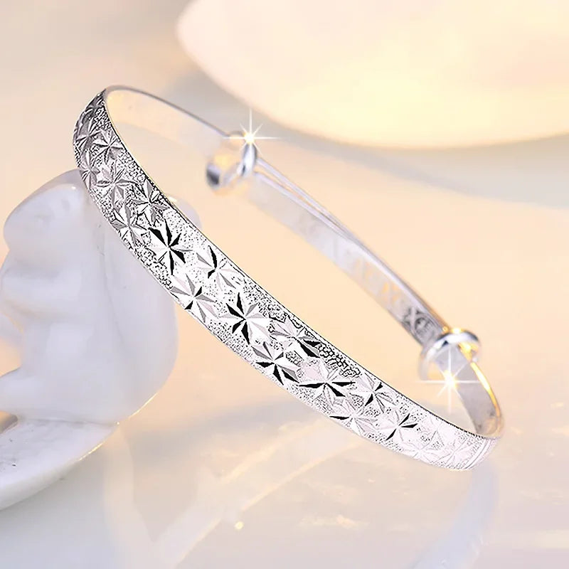 Trendy 925 Sterling Silver Bangles Bracelet Charms