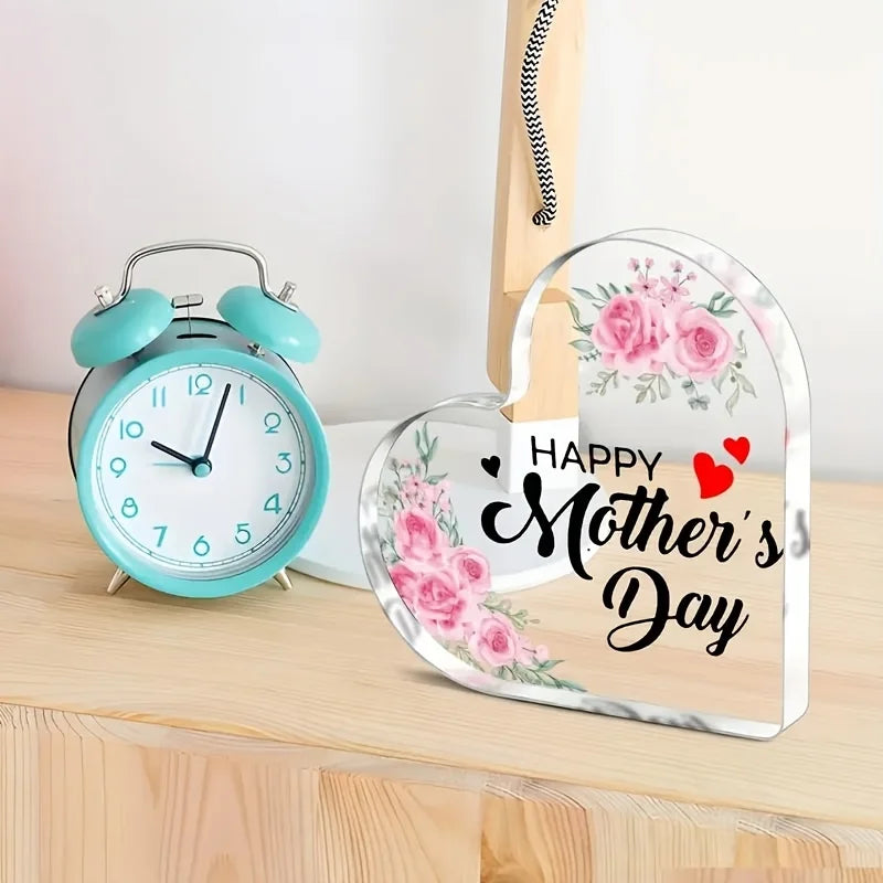 2D Flat 1pc Heart Shaped Acrylic Decorative Plaque, Birthday Gift for Mom, Happy Mother'S Day, Mother'S Day Memorial Gift