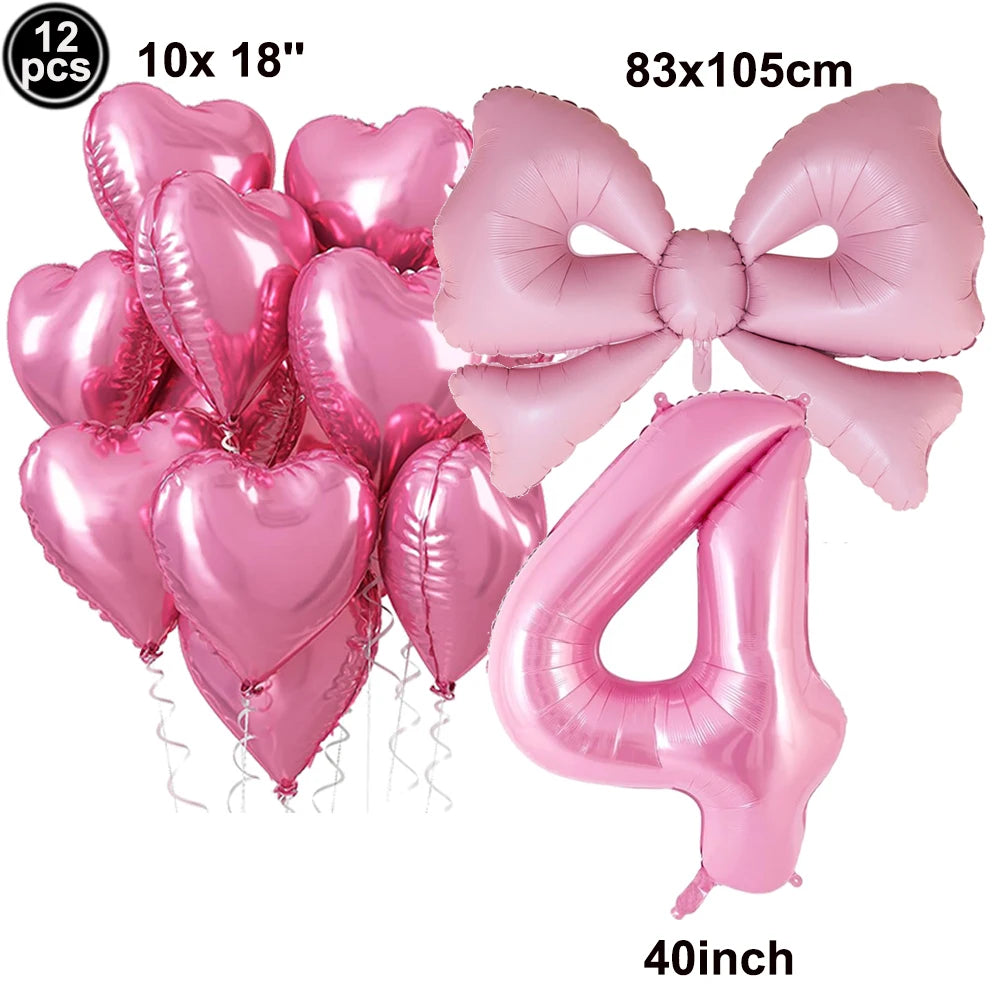 Giant Black Pink Bow Balloon Coquette Birthday Party Decorations Bowknot Balloon for Girls Baby Shower Bridal Wedding Supplies