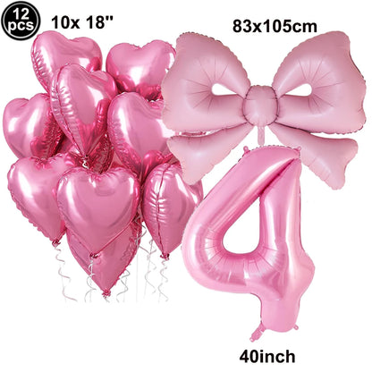 Giant Black Pink Bow Balloon Coquette Birthday Party Decorations Bowknot Balloon for Girls Baby Shower Bridal Wedding Supplies