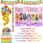 Cartoon Rainbow Doll High School Theme Background Birthday Party Decoration Supplies Disposable Cup Cutlery Balloon Baby Gift