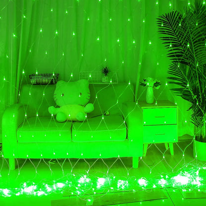 LED Net Mesh Fairy Light 1.5*1.5M 3*2M 6*4M 10*8M Outdoor Waterproof Curtain String Lamp 110V 220V Xmas Wedding Party  Decor