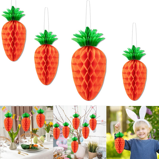 1/3/5pcs Easter Carrot Shape Honeycomb Ball home Decoration Pendant Happy Easter Party Hanging Ornament Paper Lanter Kids gift