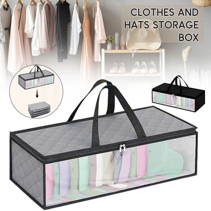 Transparent Large Capacity Storage Bag: Foldable Organizer with Household Carry Handles, Non-Woven Fabric, Zipper for Duvet Cover