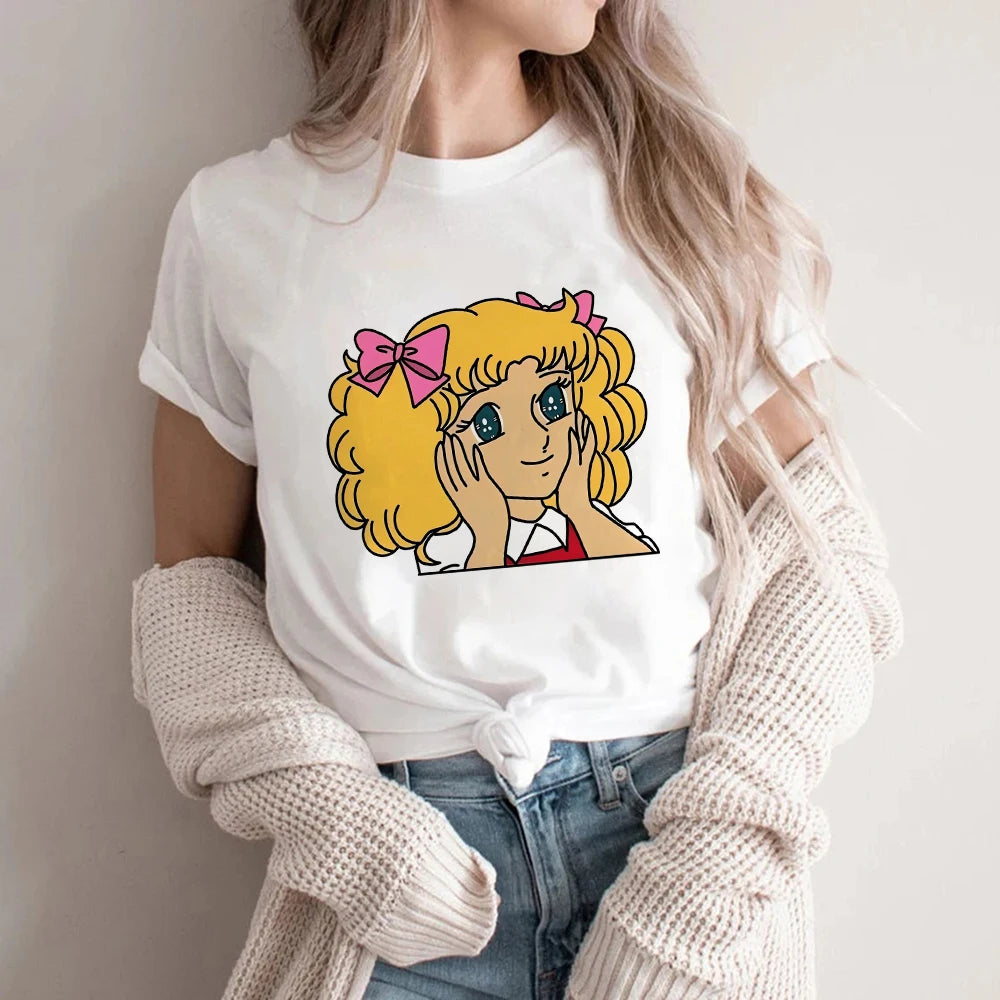 Candy Cartoon Print Streetwear T-shirt Harajuku Clothes Fashion Girls T Shirt Short Sleeve Summer Tee Casual Female O-Neck Top