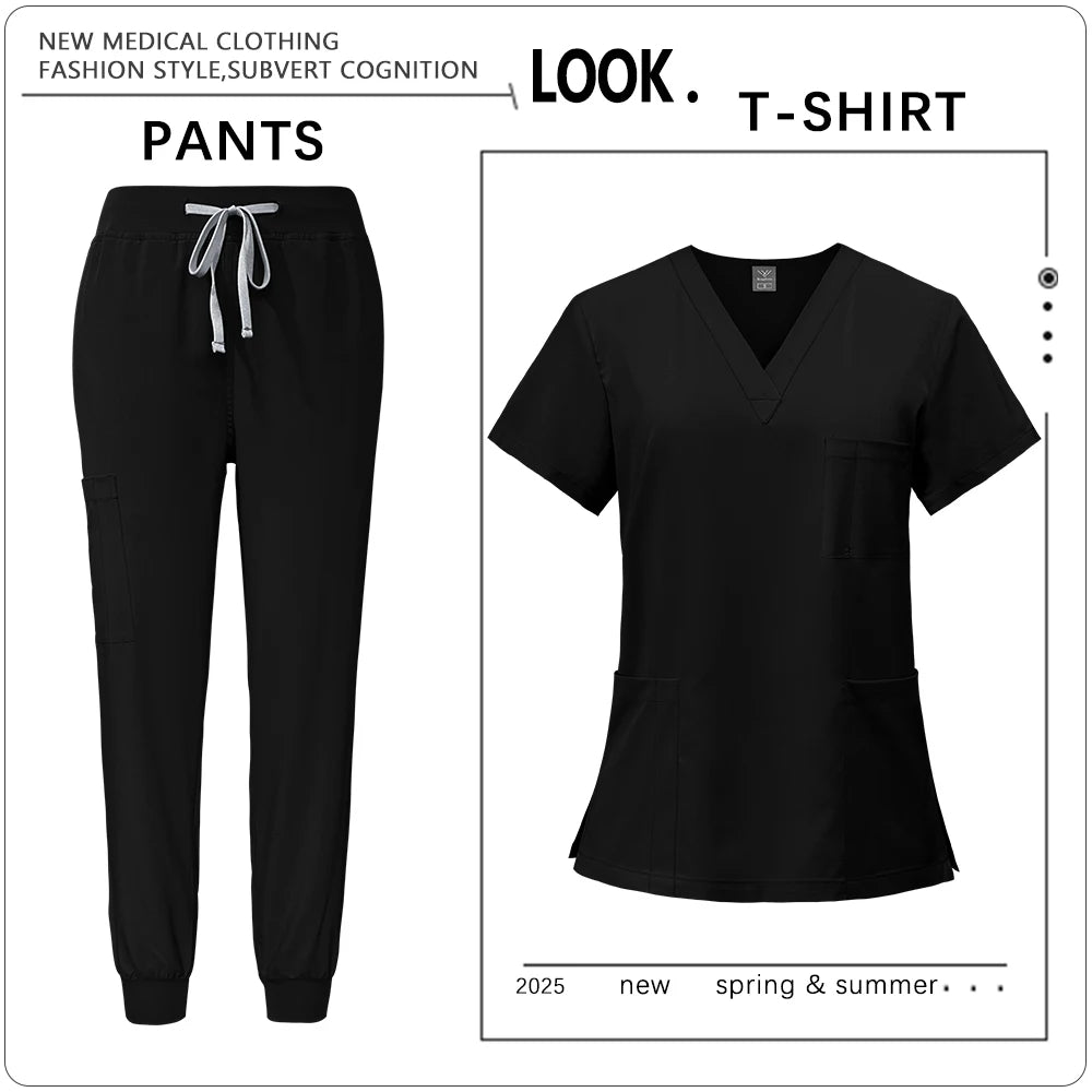 Hot Sale Clinic Workwear Unisex Medical Nurse Scrub Set Clinical Uniform Men Women Beauty Salon Costume Doctor Nursing Top Pants