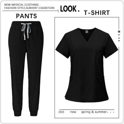 Hot Sale Clinic Workwear Unisex Medical Nurse Scrub Set Clinical Uniform Men Women Beauty Salon Costume Doctor Nursing Top Pants