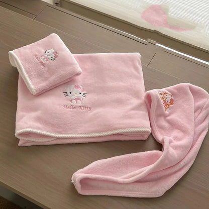 (Hello kitty, Kuromi, Melody ) Anime Sanrio Bath Towels -Soft Face Hand Microfiber Towel and or Face Towel