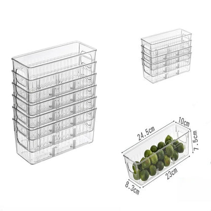 Single Transparent Refrigerator Organizer Bin - Clear Plastic Food Fridge Container with Divider, Freezer or Pantry Storage Box