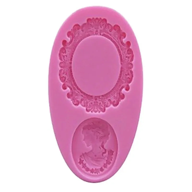 Woman Cameo Mirror Frame Silicone Mold – Fondant, Chocolate & Cake Decorating Mold