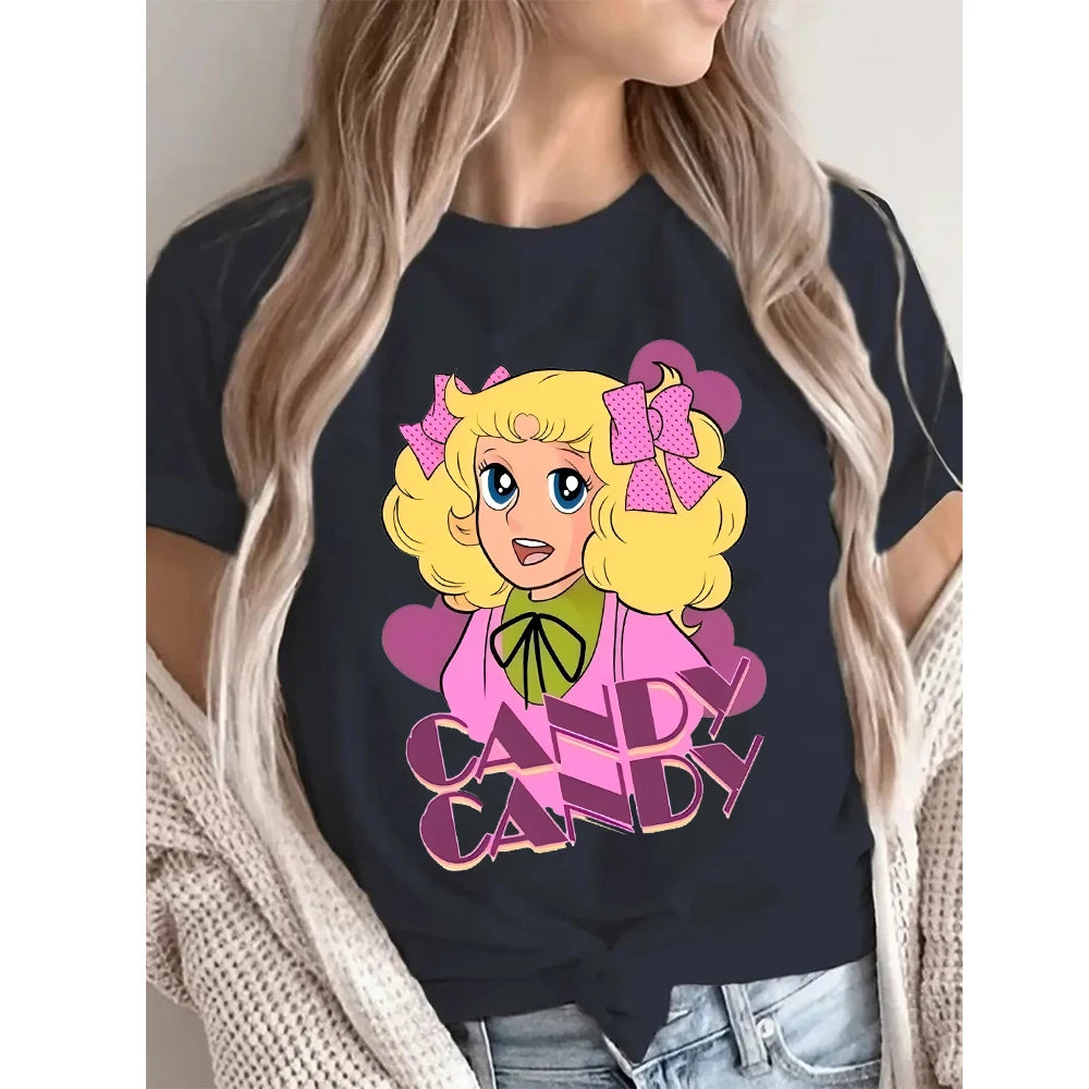 Candy Cartoon Print Streetwear T-shirt Harajuku Clothes Fashion Girls T Shirt Short Sleeve Summer Tee Casual Female O-Neck Top